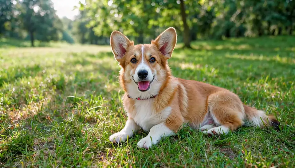 Enhanced demo frame of the corgi, with more defined fur and grass